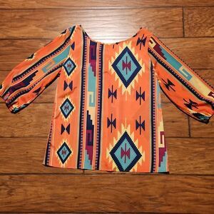 5/$15 Auditions women's large Southwest style Indian print top
